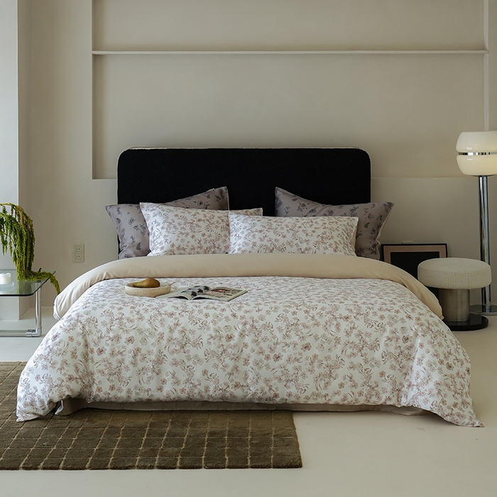 91家纺网 家纺一手货源 找家纺 禾时 2025新款60S兰精天丝数码印花四件套 漫时光-白