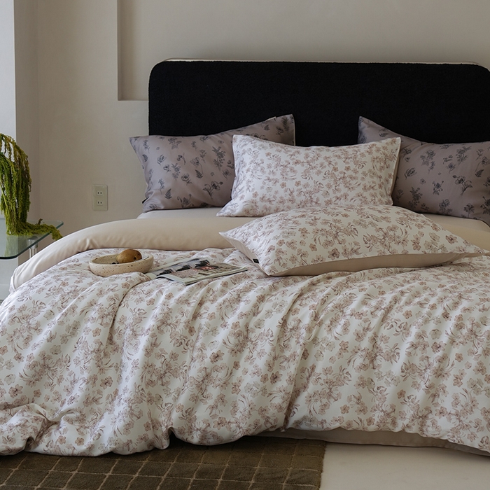 91家纺网 家纺一手货源 找家纺 禾时 2025新款60S兰精天丝数码印花四件套 漫时光-白