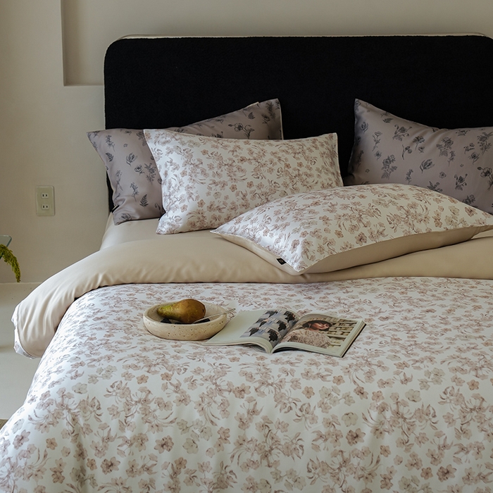 91家纺网 家纺一手货源 找家纺 禾时 2025新款60S兰精天丝数码印花四件套 漫时光-白