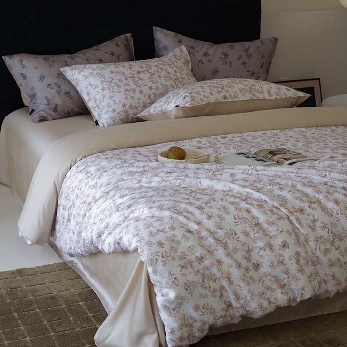 91家纺网 家纺一手货源 找家纺 禾时 2025新款60S兰精天丝数码印花四件套 漫时光-白