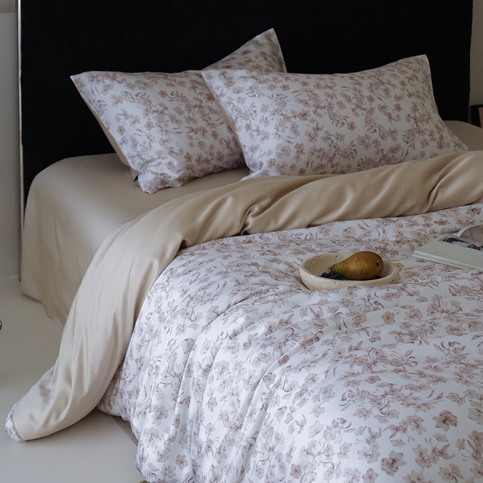 91家纺网 家纺一手货源 找家纺 禾时 2025新款60S兰精天丝数码印花四件套 漫时光-白