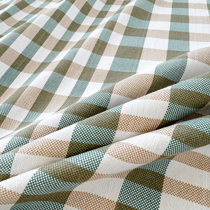 91家纺网 家纺一手货源 找家纺 红日子纺织品 2025新款直播热卖原棉提花锻条老粗布印花床单三件套 卡其格