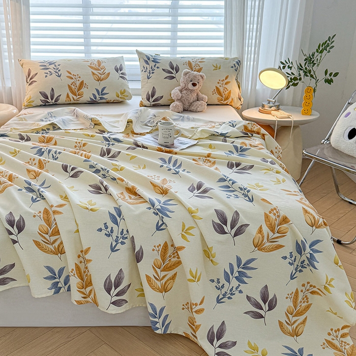 91家纺网 家纺一手货源 找家纺 红日子纺织品 2025新款直播热卖原棉提花锻条老粗布印花床单三件套 柳絮