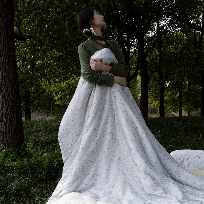 91家纺网 家纺一手货源 找家纺 禾时 2025新款60S兰精天丝数码印花四件套 慕沙-绿