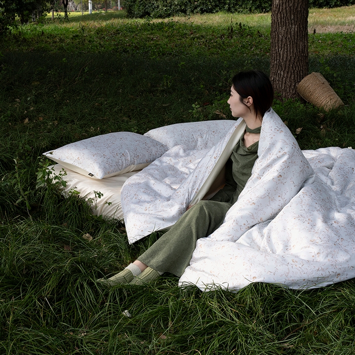 91家纺网 家纺一手货源 找家纺 禾时 2025新款60S兰精天丝数码印花四件套 慕沙-绿