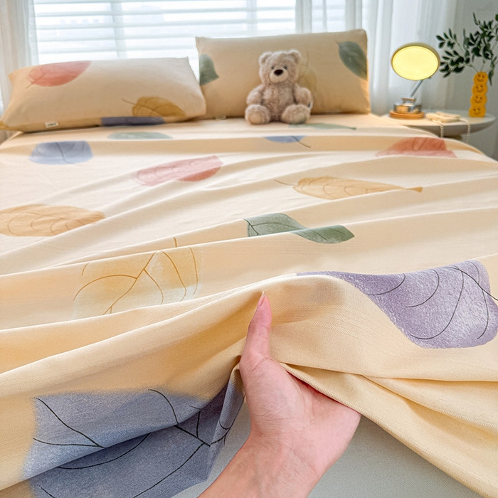 91家纺网 家纺一手货源 找家纺 红日子纺织品 2025新款直播热卖原棉提花锻条老粗布印花床单三件套 飘絮