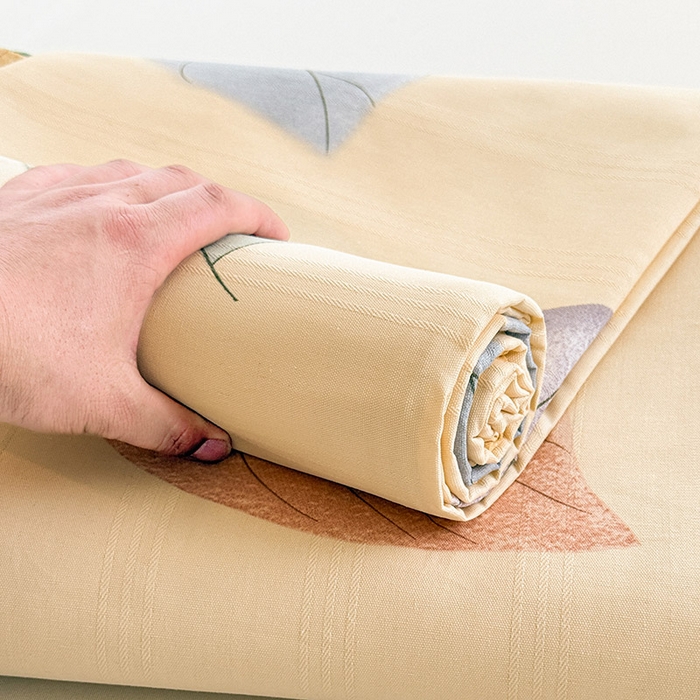 91家纺网 家纺一手货源 找家纺 红日子纺织品 2025新款直播热卖原棉提花锻条老粗布印花床单三件套 飘絮