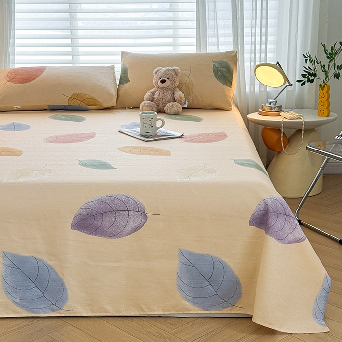 91家纺网 家纺一手货源 找家纺 红日子纺织品 2025新款直播热卖原棉提花锻条老粗布印花床单三件套 飘絮