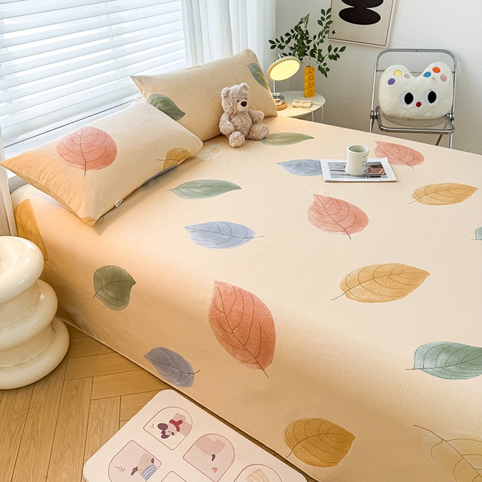 91家纺网 家纺一手货源 找家纺 红日子纺织品 2025新款直播热卖原棉提花锻条老粗布印花床单三件套 飘絮