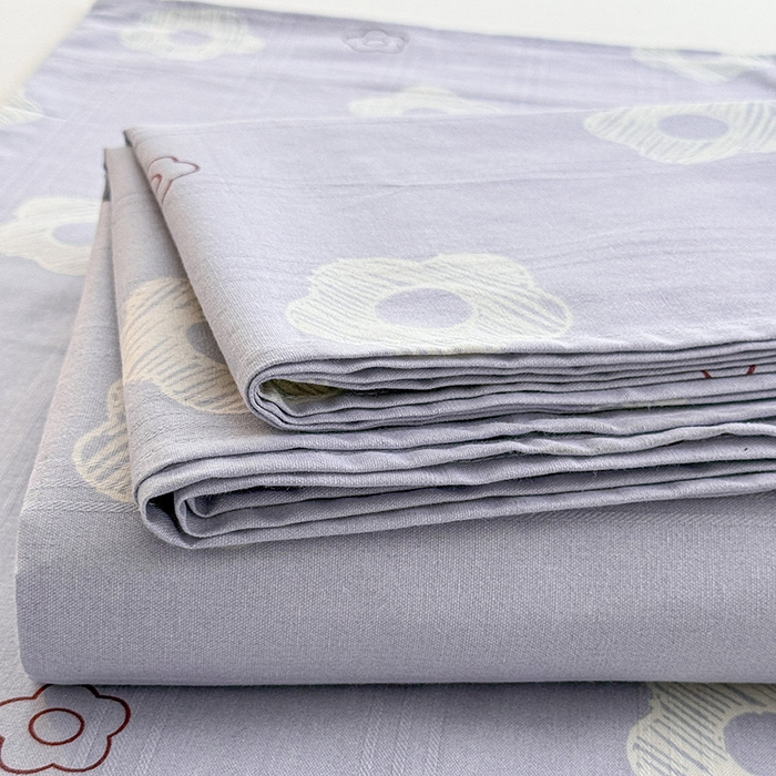 91家纺网 家纺一手货源 找家纺 红日子纺织品 2025新款直播热卖原棉提花锻条老粗布印花床单三件套 蜜桃甜心