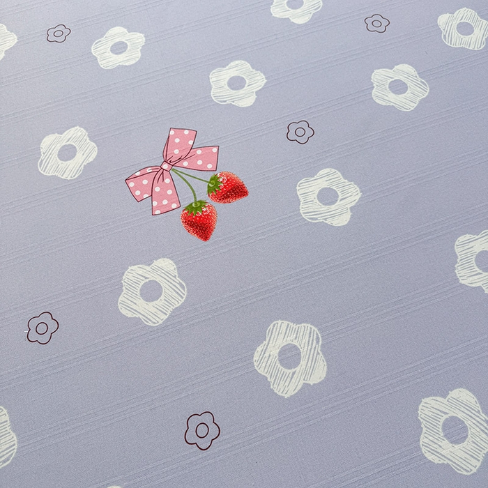 91家纺网 家纺一手货源 找家纺 红日子纺织品 2025新款直播热卖原棉提花锻条老粗布印花床单三件套 蜜桃甜心