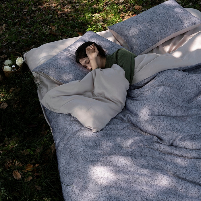 禾时 2025新款60S兰精天丝数码印花四件套 晚风-深灰