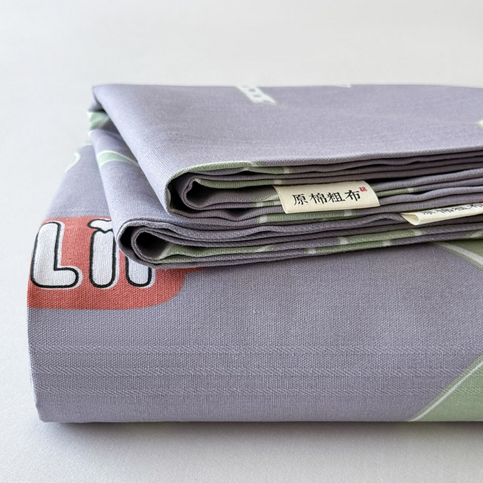 91家纺网 家纺一手货源 找家纺 红日子纺织品 2025新款直播热卖原棉提花锻条老粗布印花床单三件套 倩影