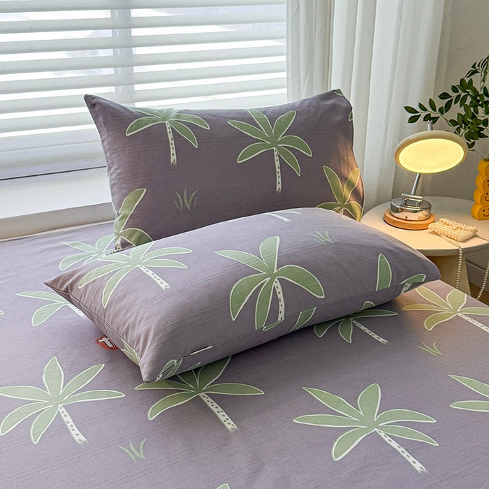 91家纺网 家纺一手货源 找家纺 红日子纺织品 2025新款直播热卖原棉提花锻条老粗布印花床单三件套 倩影