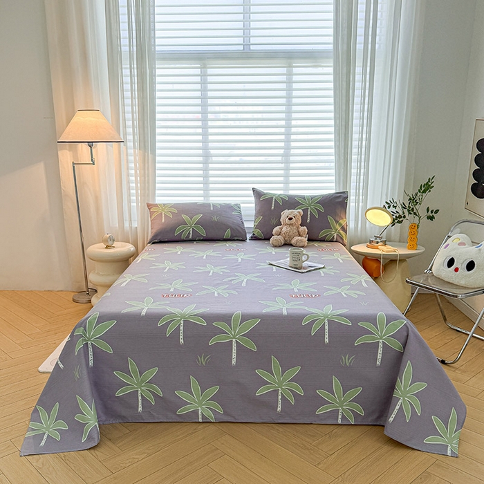 91家纺网 家纺一手货源 找家纺 红日子纺织品 2025新款直播热卖原棉提花锻条老粗布印花床单三件套 倩影