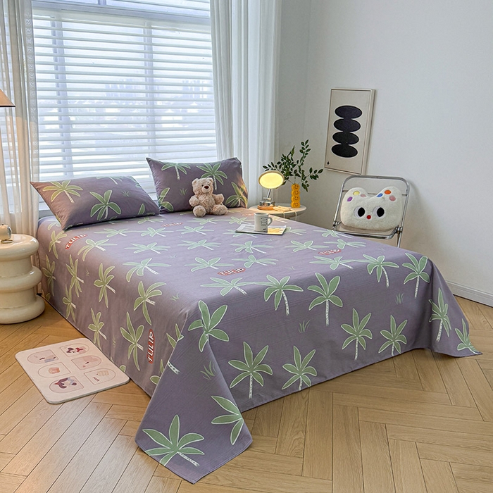 91家纺网 家纺一手货源 找家纺 红日子纺织品 2025新款直播热卖原棉提花锻条老粗布印花床单三件套 倩影