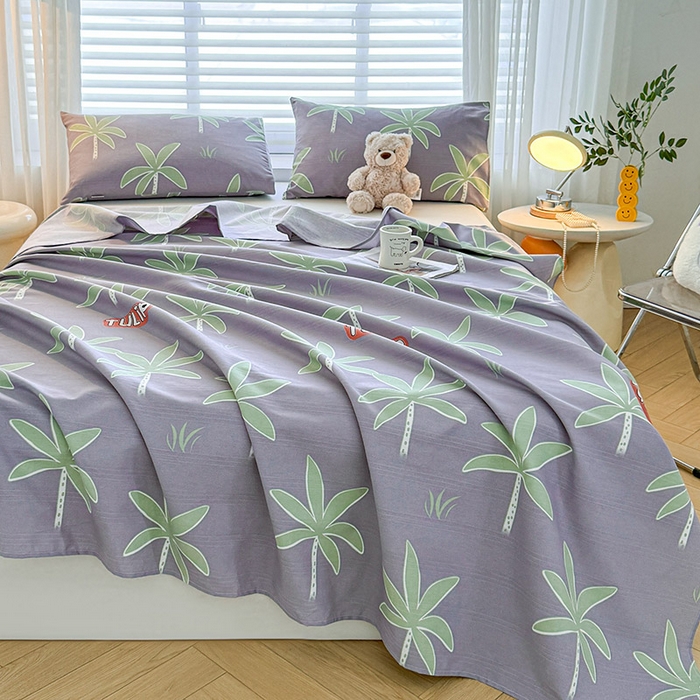 91家纺网 家纺一手货源 找家纺 红日子纺织品 2025新款直播热卖原棉提花锻条老粗布印花床单三件套 倩影