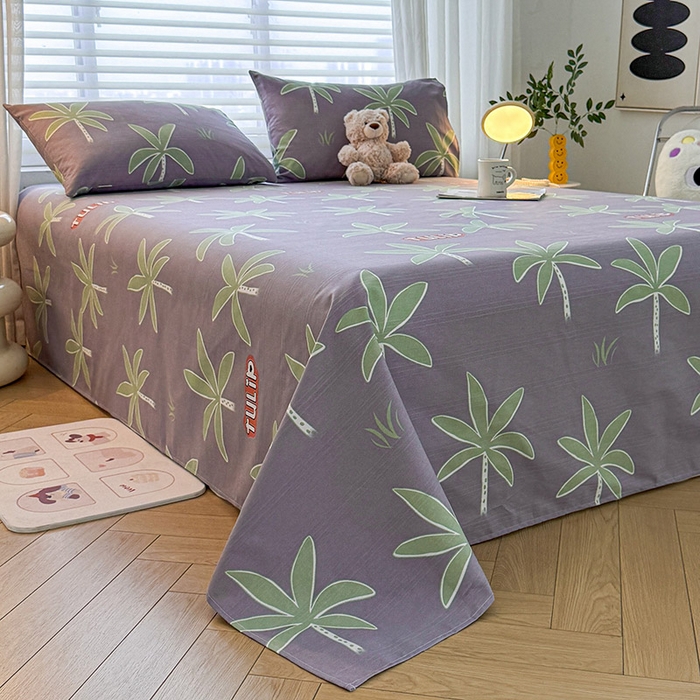 91家纺网 家纺一手货源 找家纺 红日子纺织品 2025新款直播热卖原棉提花锻条老粗布印花床单三件套 倩影