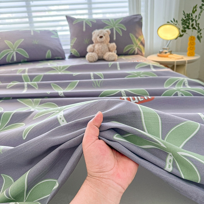 91家纺网 家纺一手货源 找家纺 红日子纺织品 2025新款直播热卖原棉提花锻条老粗布印花床单三件套 倩影