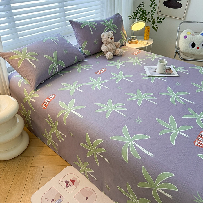 91家纺网 家纺一手货源 找家纺 红日子纺织品 2025新款直播热卖原棉提花锻条老粗布印花床单三件套 倩影