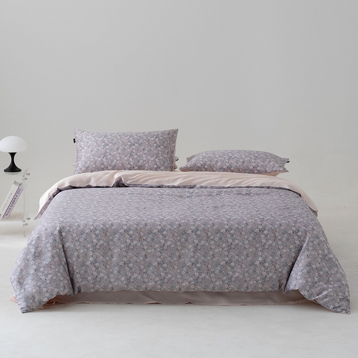 91家纺网 家纺一手货源 找家纺 禾时 2025新款60S兰精天丝数码印花四件套 薇薇安浅灰