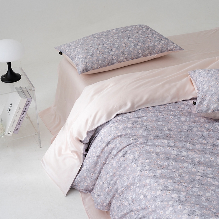 91家纺网 家纺一手货源 找家纺 禾时 2025新款60S兰精天丝数码印花四件套 薇薇安浅灰