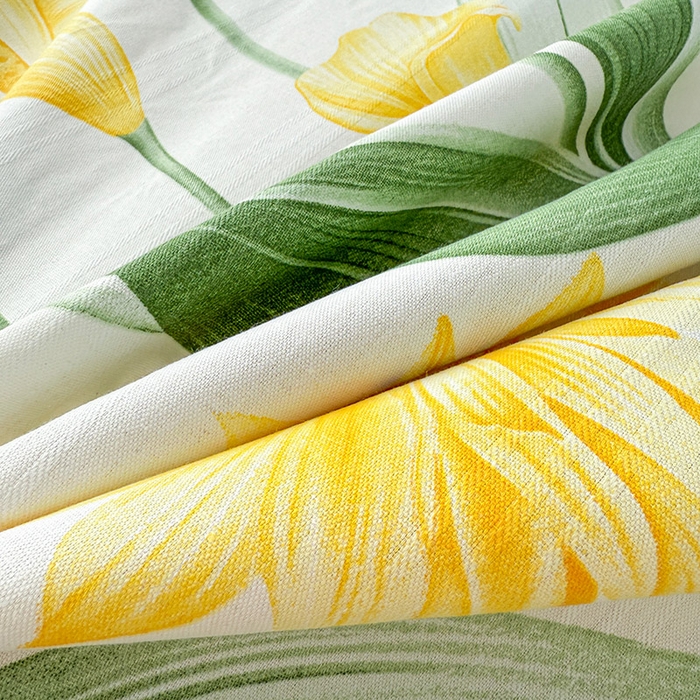 91家纺网 家纺一手货源 找家纺 红日子纺织品 2025新款直播热卖原棉提花锻条老粗布印花床单三件套 向阳花开