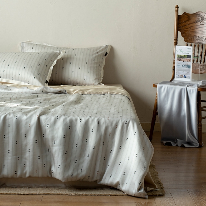 91家纺网 家纺一手货源 找家纺 禾时 2025新款60S兰精天丝数码印花四件套 心悦绿（枕套带边）