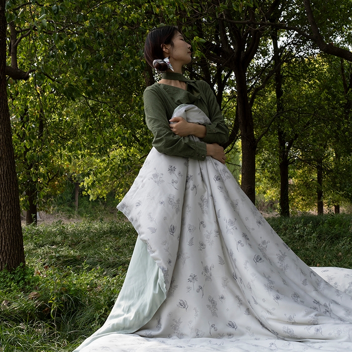 91家纺网 家纺一手货源 找家纺 禾时 2025新款60S兰精天丝数码印花四件套 知晓-绿