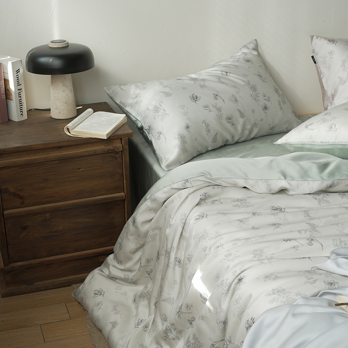 91家纺网 家纺一手货源 找家纺 禾时 2025新款60S兰精天丝数码印花四件套 知晓-绿