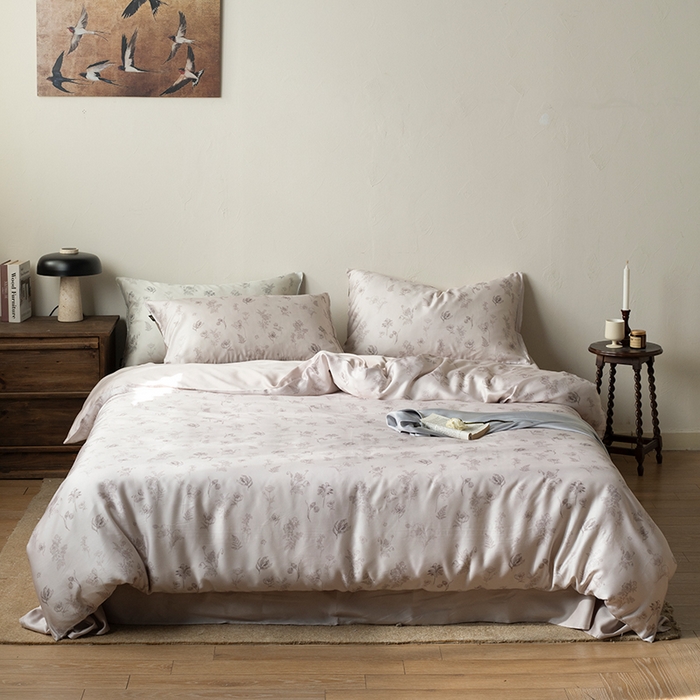 91家纺网 家纺一手货源 找家纺 禾时 2025新款60S兰精天丝数码印花四件套 知晓-玉