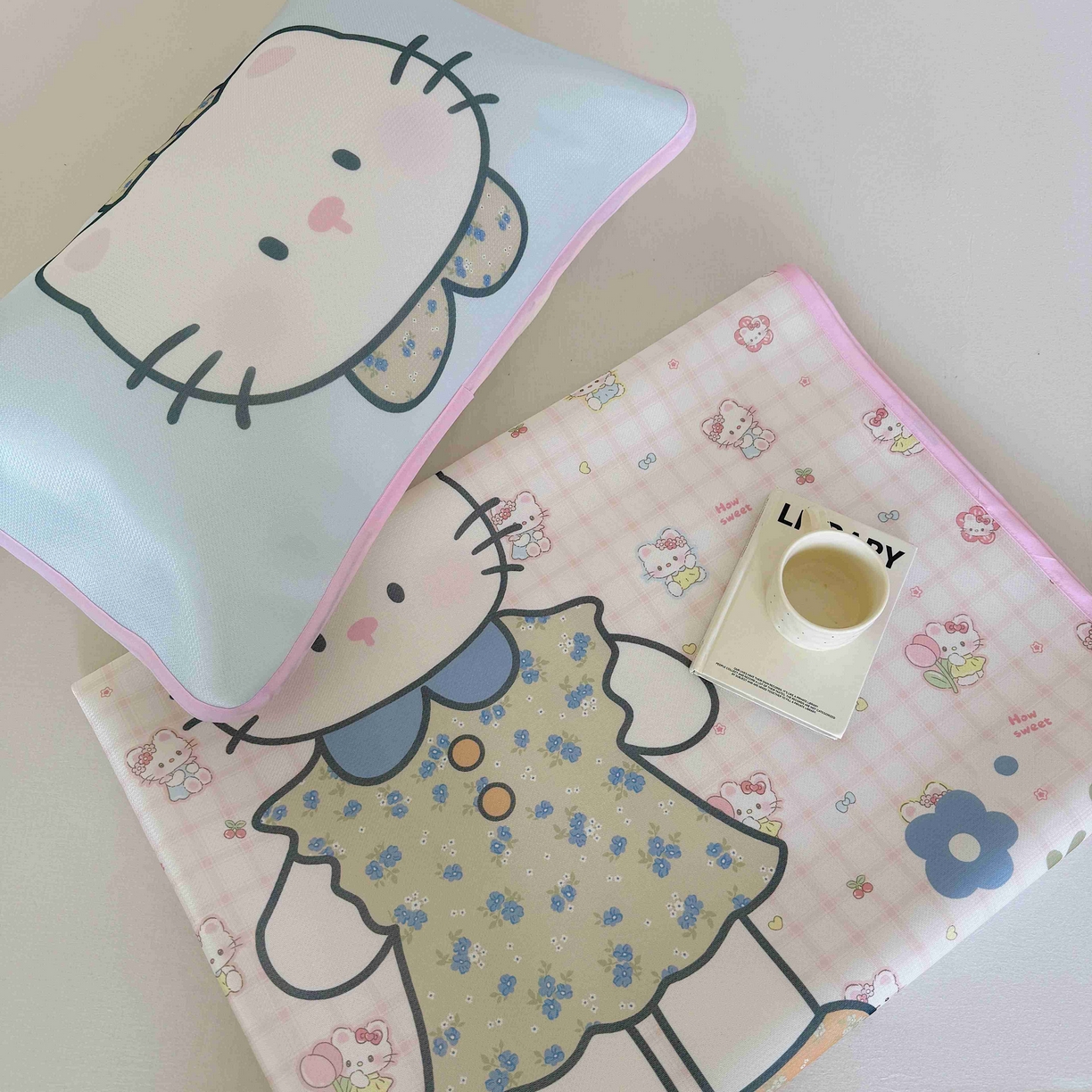 91家纺网 家纺一手货源 找家纺 美乐迪家纺 2025新款碳光凉感丝冰丝凉席席子 可爱小猫