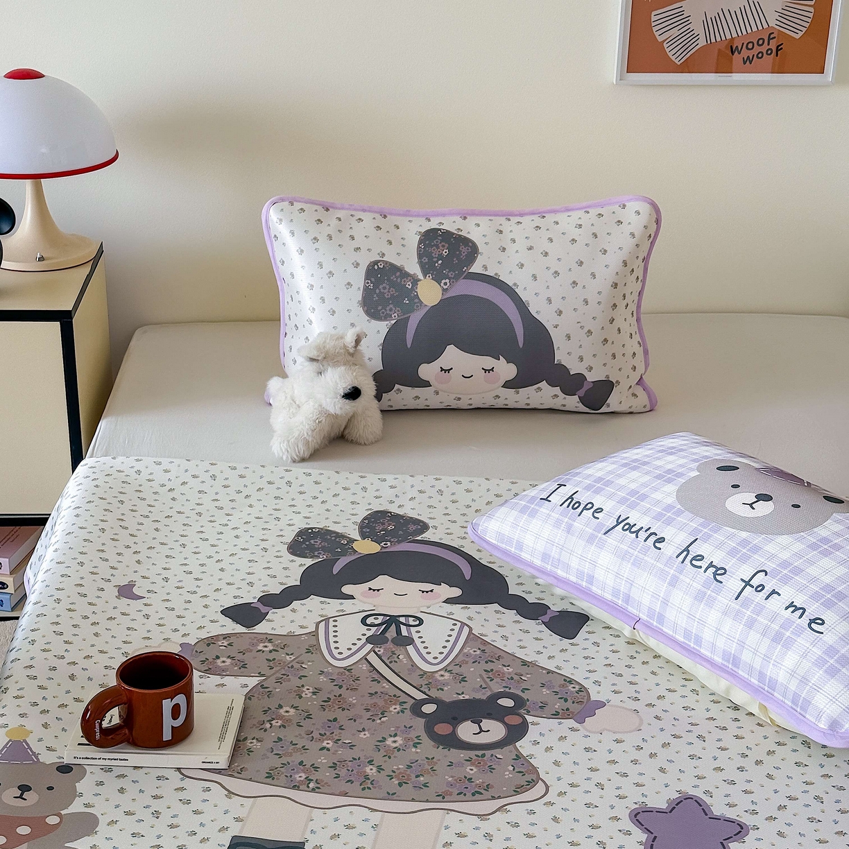 91家纺网 家纺一手货源 找家纺 美乐迪家纺 2025新款碳光凉感丝冰丝凉席席子 可爱女孩