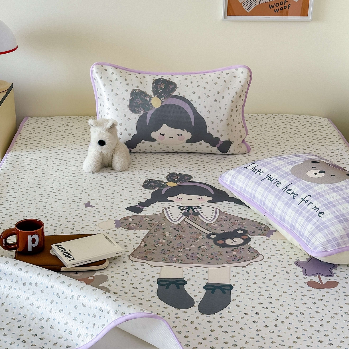 91家纺网 家纺一手货源 找家纺 美乐迪家纺 2025新款碳光凉感丝冰丝凉席席子 可爱女孩