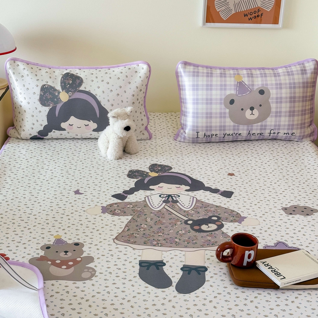 91家纺网 家纺一手货源 找家纺 美乐迪家纺 2025新款碳光凉感丝冰丝凉席席子 可爱女孩