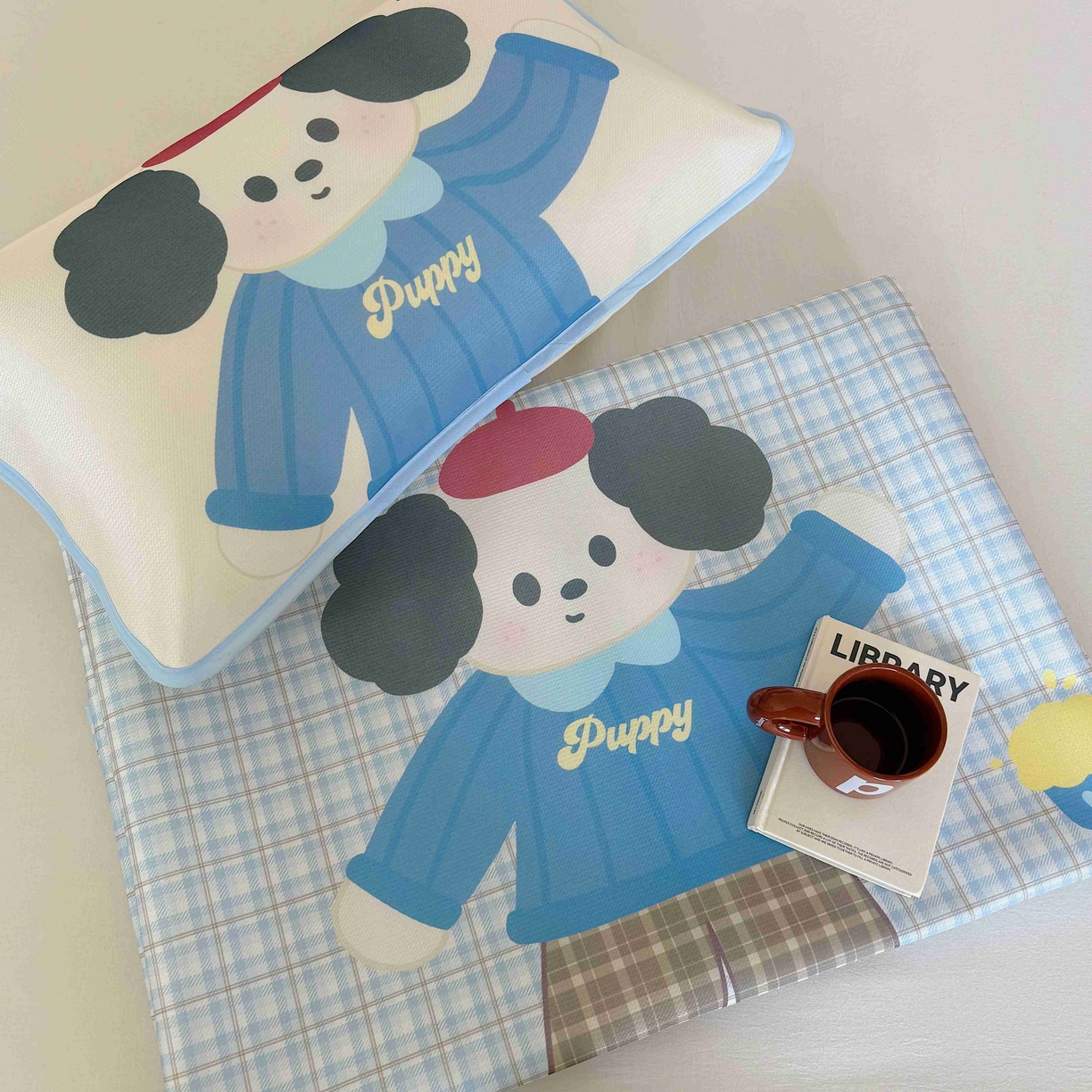 91家纺网 家纺一手货源 找家纺 美乐迪家纺 2025新款碳光凉感丝冰丝凉席席子 卡通小狗