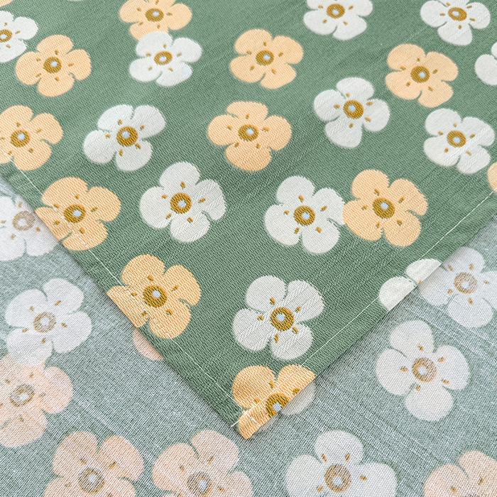 91家纺网 家纺一手货源 找家纺 红日子纺织品 2025新款直播热卖原棉提花锻条老粗布印花床单三件套 繁花-绿