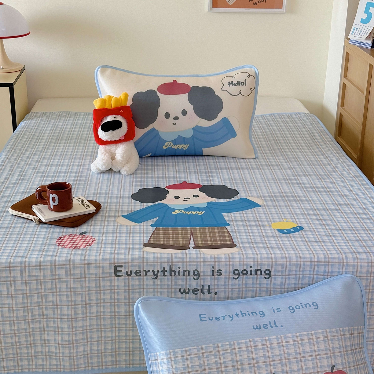 91家纺网 家纺一手货源 找家纺 美乐迪家纺 2025新款碳光凉感丝冰丝凉席席子 卡通小狗