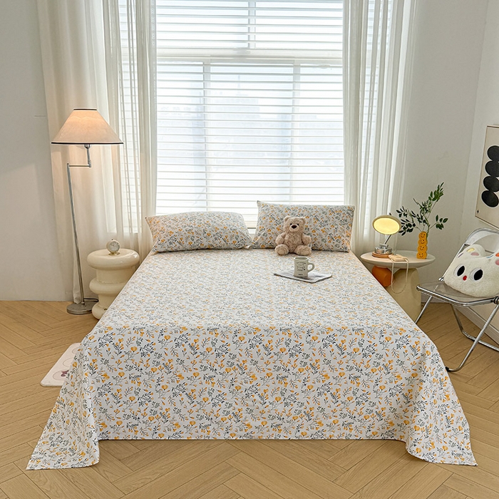 91家纺网 家纺一手货源 找家纺 红日子纺织品 2025新款直播热卖原棉提花锻条老粗布印花床单三件套 伴夏