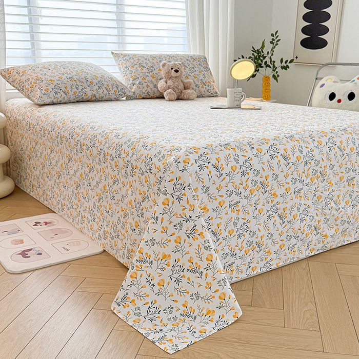 91家纺网 家纺一手货源 找家纺 红日子纺织品 2025新款直播热卖原棉提花锻条老粗布印花床单三件套 伴夏