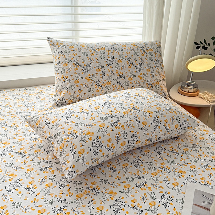 91家纺网 家纺一手货源 找家纺 红日子纺织品 2025新款直播热卖原棉提花锻条老粗布印花床单三件套 伴夏