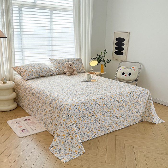 91家纺网 家纺一手货源 找家纺 红日子纺织品 2025新款直播热卖原棉提花锻条老粗布印花床单三件套 伴夏