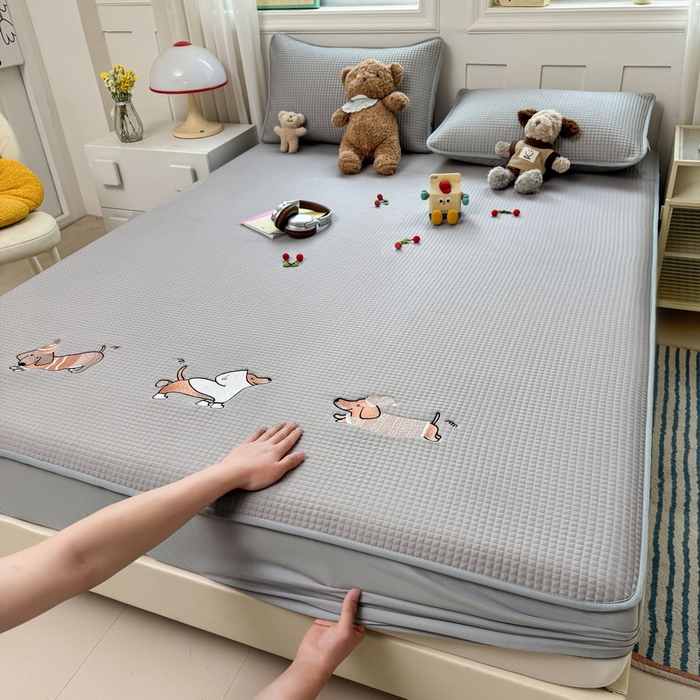 91家纺网 家纺一手货源 找家纺 （总）爱思凯家纺 2025新款【陪伴】PE凉感床笠款冰豆豆软席凉席席子-床笠款