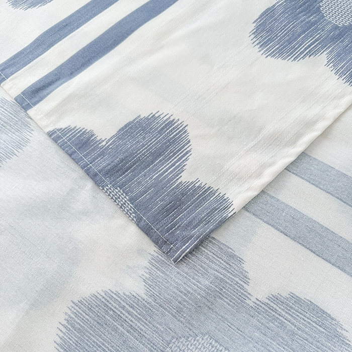 91家纺网 家纺一手货源 找家纺 红日子纺织品 2025新款直播热卖原棉提花锻条老粗布印花床单三件套 花颜-白