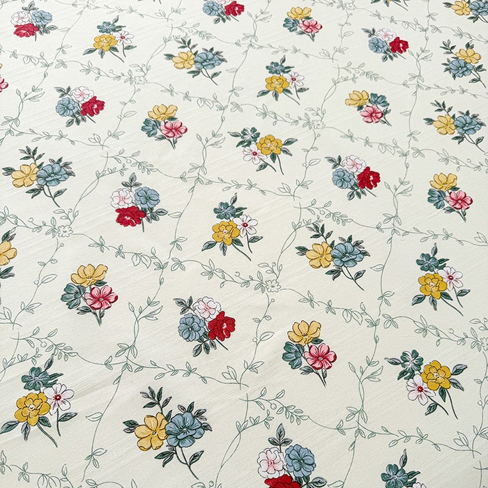 91家纺网 家纺一手货源 找家纺 红日子纺织品 2025新款直播热卖原棉提花锻条老粗布印花床单三件套 花海