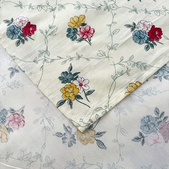 91家纺网 家纺一手货源 找家纺 红日子纺织品 2025新款直播热卖原棉提花锻条老粗布印花床单三件套 花海