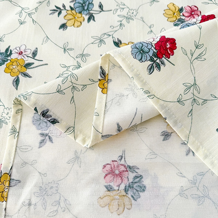 91家纺网 家纺一手货源 找家纺 红日子纺织品 2025新款直播热卖原棉提花锻条老粗布印花床单三件套 花海