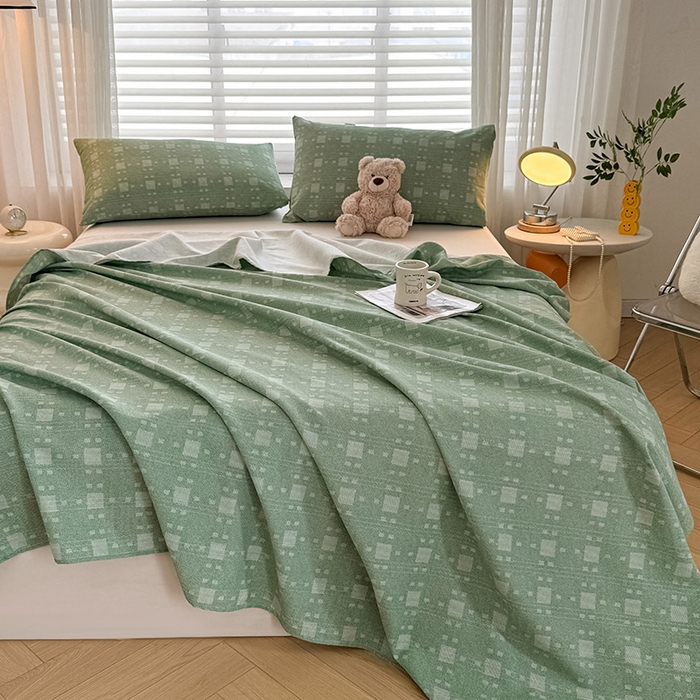 91家纺网 家纺一手货源 找家纺 红日子纺织品 2025新款直播热卖原棉提花锻条老粗布印花床单三件套 艾格