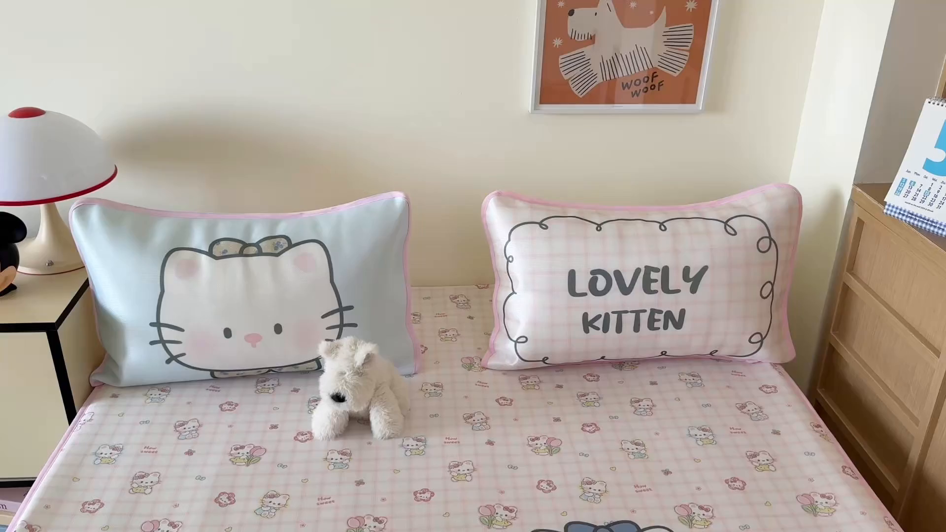 91家纺网 家纺一手货源 找家纺 美乐迪家纺 2025新款碳光凉感丝冰丝凉席席子 可爱小猫