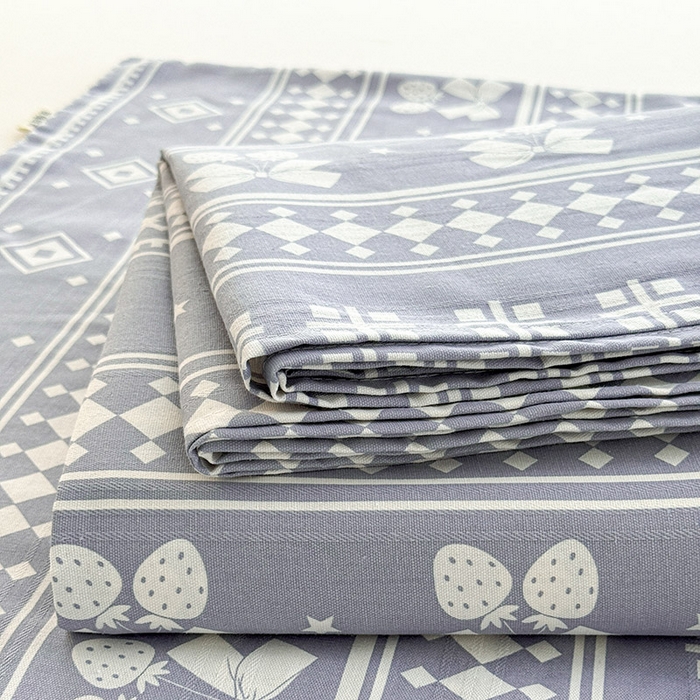 91家纺网 家纺一手货源 找家纺 红日子纺织品 2025新款直播热卖原棉提花锻条老粗布印花床单三件套 格子铺